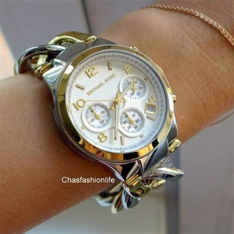 Michael Kors Twist Chain Chronograph White Dial Ladies Watch 